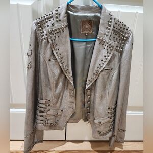 Double D Ranch Metallic Studded Leather Jacket